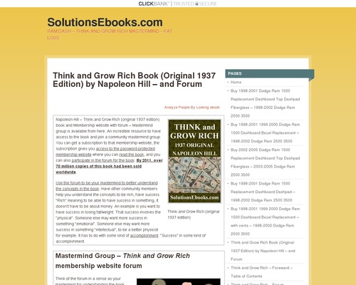 Deem & Grow Rich (long-established 1937) e book – & Forum – Membership websites