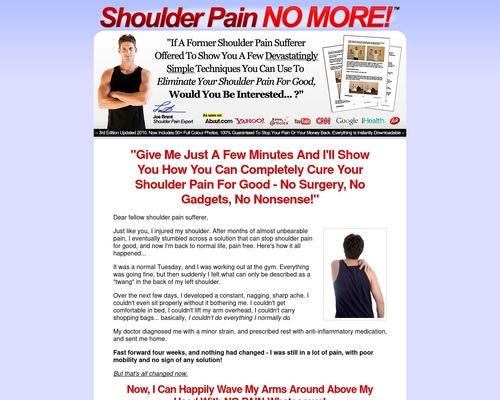Shoulder Anguish No More (TM): Prime Shoulder Anguish Therapeutic Product on CB